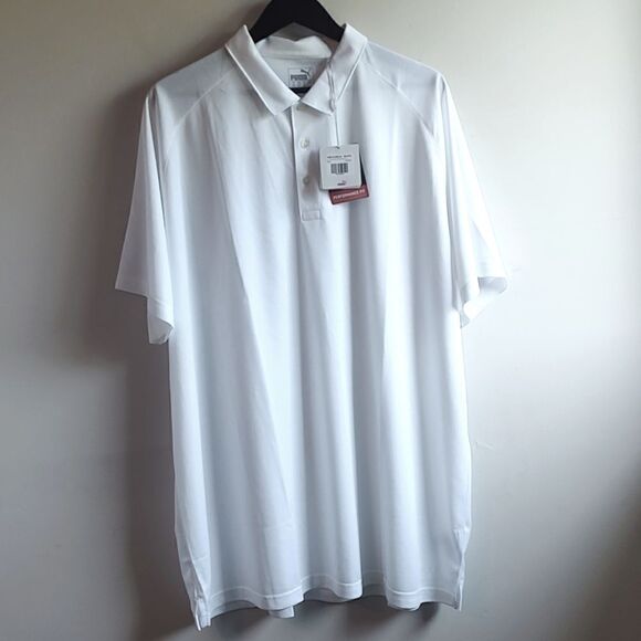 Men's New With Tag Size 4XL Puma Essential 2.0 White Golf Short Sleeve Polo - Picture 3 of 14